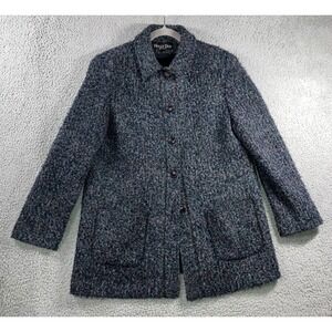 Vintage Holly Deb‎ PeaCoat Women Large Tweed Nubby Button Front Academia